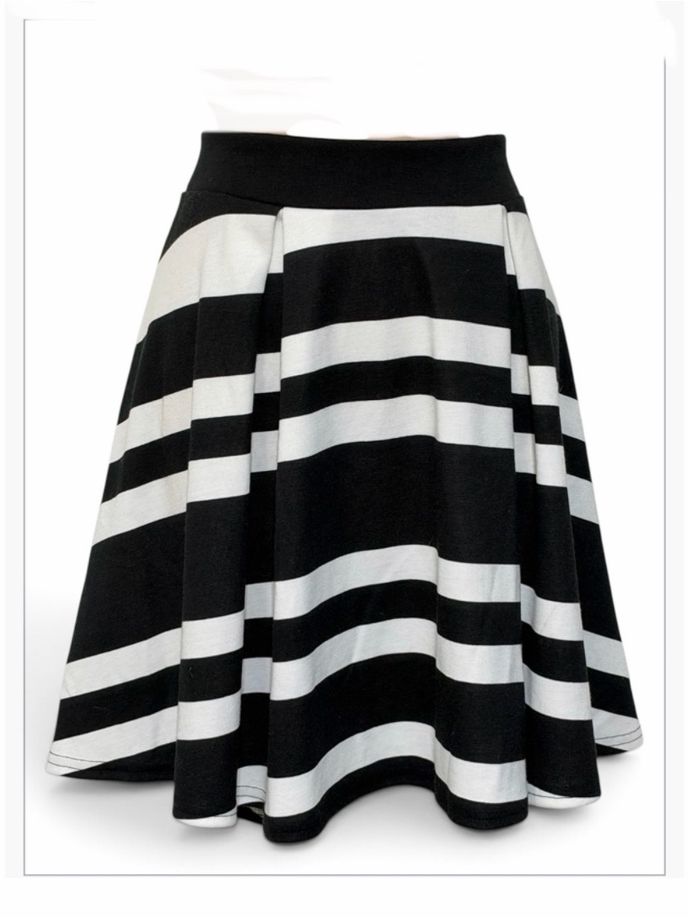 INC International Concepts Black and White Striped Midi Flared Skirt